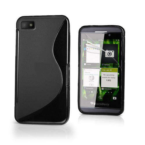 S-Line Gel Case Cover for Blackberry Z10 (Black) + Screen Protector