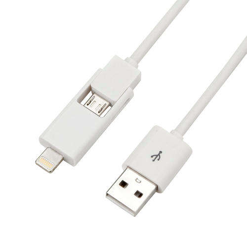 2 in 1 Micro USB & Lightning Sync & Charge Cable (White) - Cheap Shipping