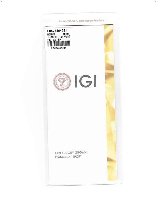 1.00CT Brilliant Round IGI Certified Diamond Ring Colour D VVS2 Set on 18K WHITE GOLD Size 6.5(M)