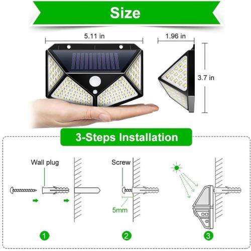 100 LED Solar Motion Sensor Wall Light With 3 Modes-GD-177