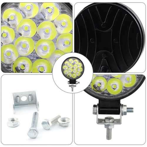 48W Round SUV Spotlight Waterproof 14 LED Spot Work Light Off-road Truck Fog Lamp