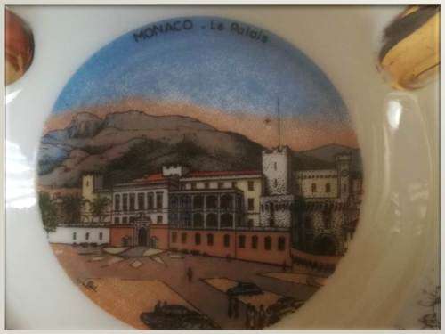 Mid 20th century Limoges ` Monaco  - le Palais` gilt ashtray