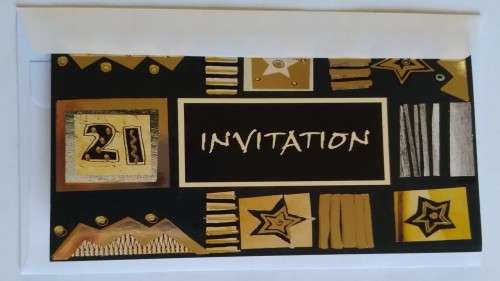 Unused - 21st invitation + envelope  14.5cm x 10cm