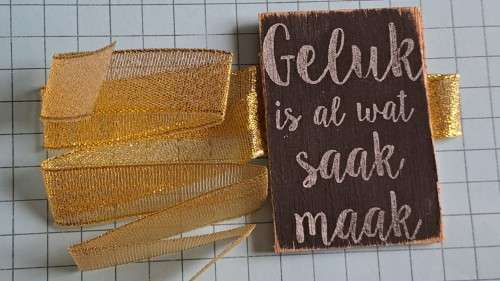 Celebration/decorative glass/mug tie back -  `Geluk is al wat saak maak`