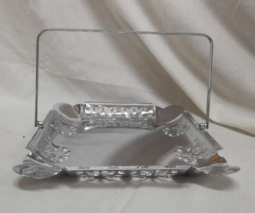 Kristal Plate Square Chrome Plated Tray with Handle