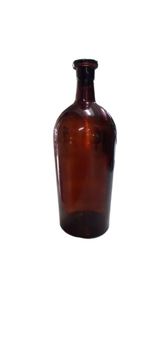 Vintage Tall Amber Glass Bottle / Apothecary Jar