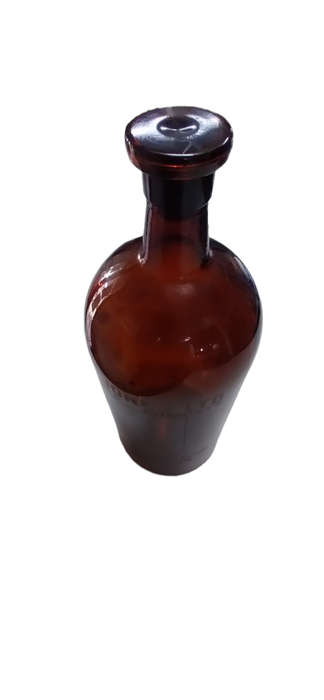 Vintage Tall Amber Glass Bottle / Apothecary Jar