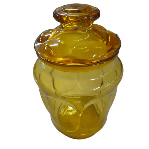 Amber Lidded Glass Jar / Canister