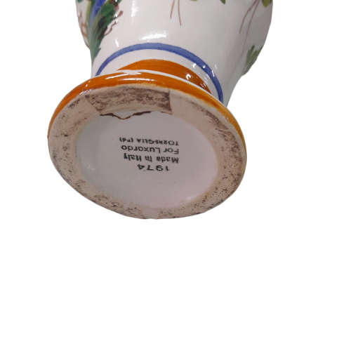 Italian For Luzardo Vintage Hand Painted Floral Vase Flower 1974 Unique Rare