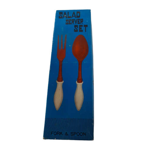 Vintage Cyprus Salad Server Set Spoon & Fork