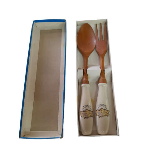 Vintage Cyprus Salad Server Set Spoon & Fork