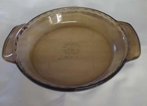 Lovenware Deep Dish Pie Plate Scalloped Edge Smokey Brown Handled USA