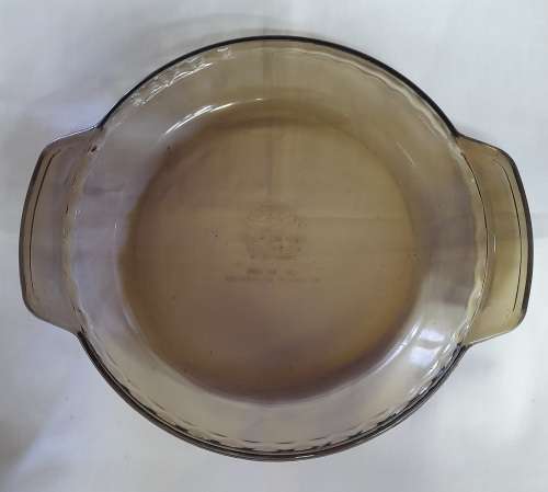 Lovenware Deep Dish Pie Plate Scalloped Edge Smokey Brown Handled USA