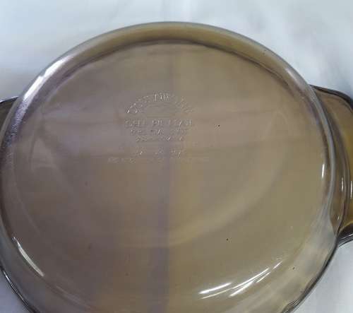 Lovenware Deep Dish Pie Plate Scalloped Edge Smokey Brown Handled USA