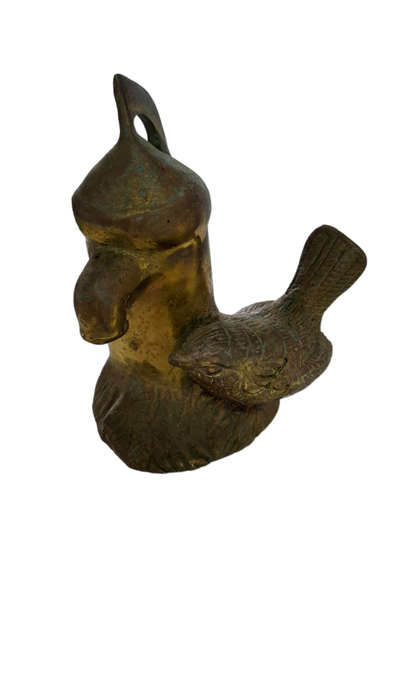 Vintage Brass Wren By A Water Pump Ornament