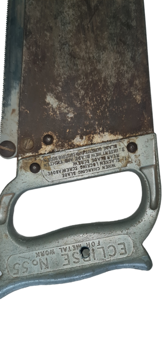 Vintage Eclipse No.55 Saw for cutting sheet metal Sheffield UK patent no. 721074 - Sheeters hacksaw