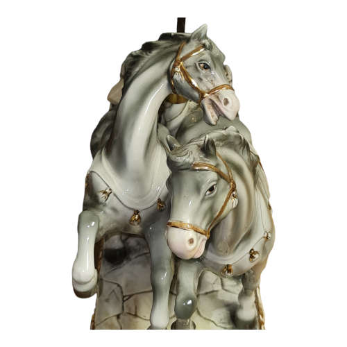 Porcelain Italy Roman Horses & Chariot  - lamp - quite large