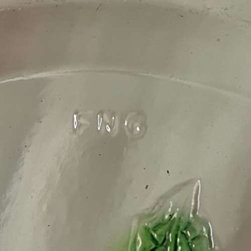 Vintage Indonesia Clear Embossed Milti-Colored Fruit Design Glass Bowl