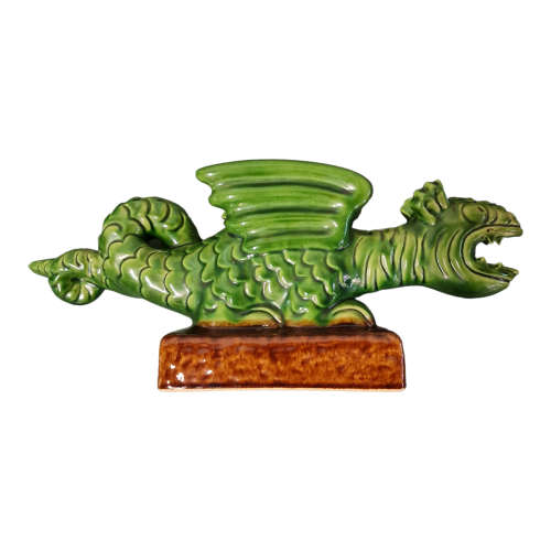 Majolica Dragon figurine  and ashtray  (The Lindwurm of Klagenfurt Dragon and Ashtray)