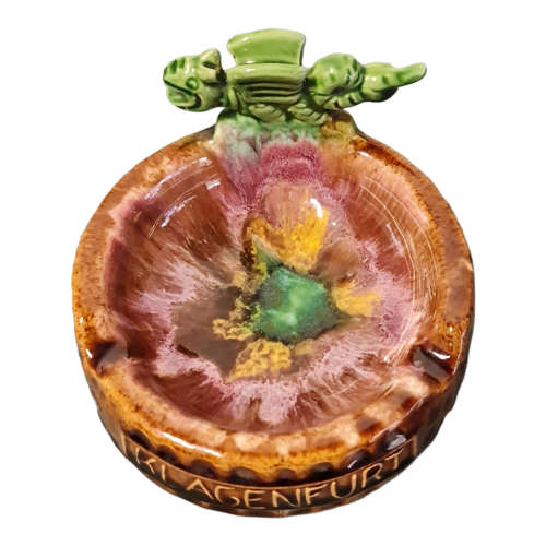 Majolica Dragon figurine  and ashtray  (The Lindwurm of Klagenfurt Dragon and Ashtray)