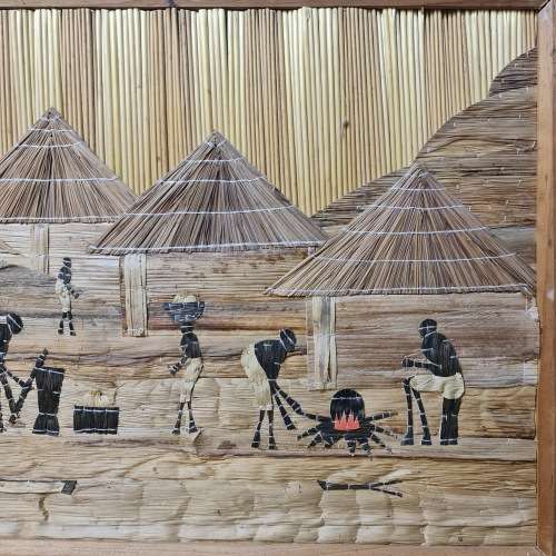 African Hand Made Picture -  Reed Straw Bark Leaves