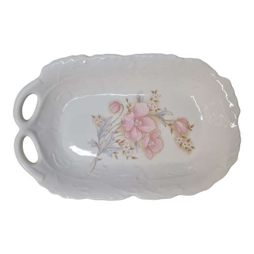 Vintage lusterware pink floral porcelain Kakuzyu Japan serving/vanity tray