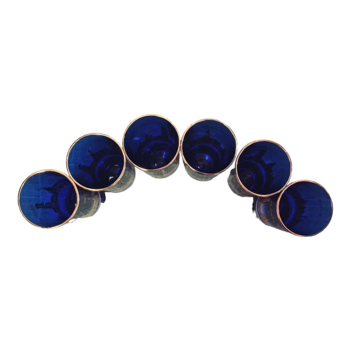 Cobalt Blue and Gold Belgium Souvenir Drinking Glass