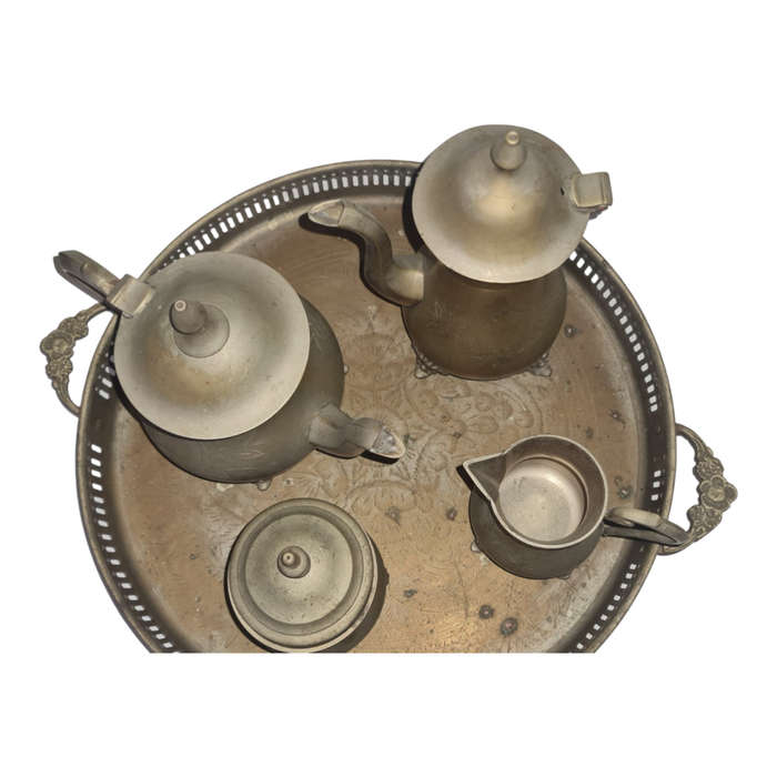 Brass tea set with tray