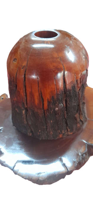 Vintage Handcrafted African Wood Pencil Holder