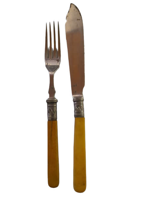 Vintage Set Of Two Silver Plated Fish And Fork Set