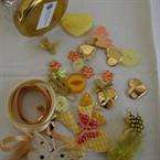 Scrappers' jam - Jam jar of scrapbook/craft embellishments in yellow