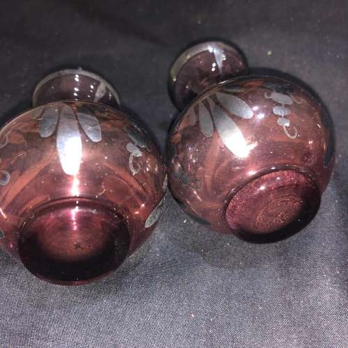 Italian vases set miniature silver overlay