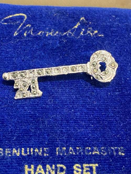 Brooch marcasite 21st birthday