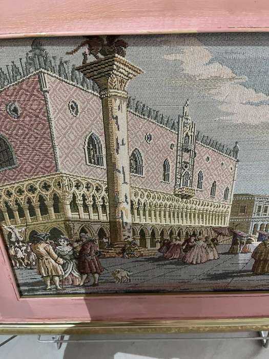 Framed tapestry scene