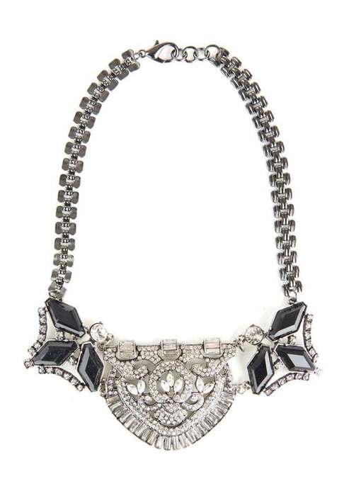 Boho choker necklace Black/Silver New