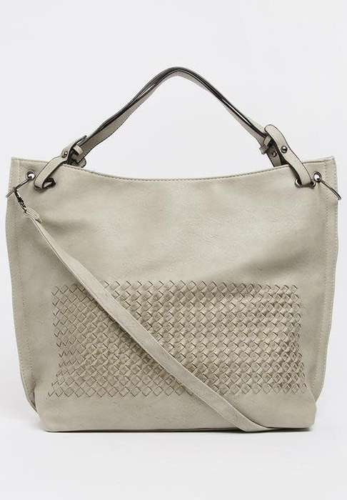 Stylish large travel tote handbag leather look Cream