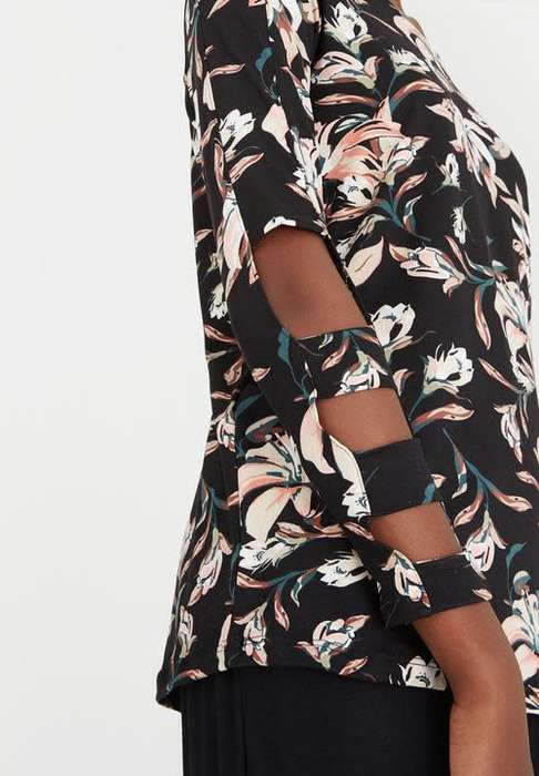 Designer floral top with cutout detail