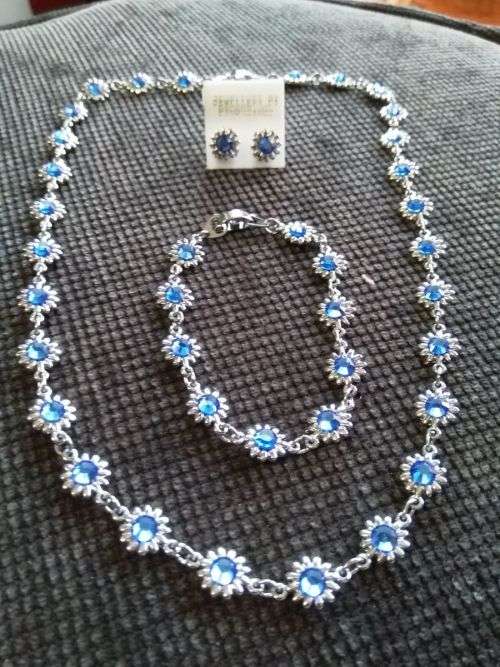 Beautiful Silver and Cubic Zirconia Jewellery set - Earrings, necklace and bracelet
