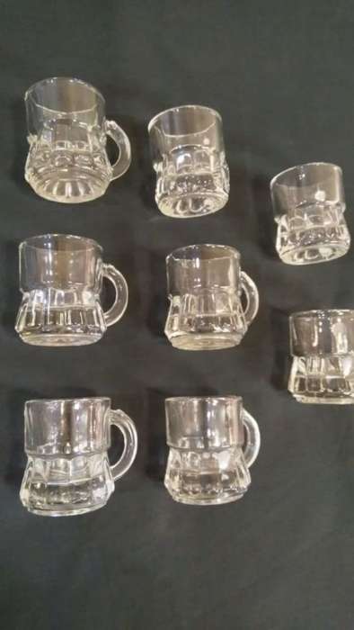 Mini mug shot glasses Unique vintage set of 8