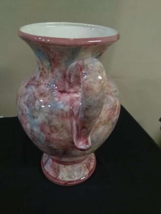 Vintage pink marble glazed porcelain pot planter vase