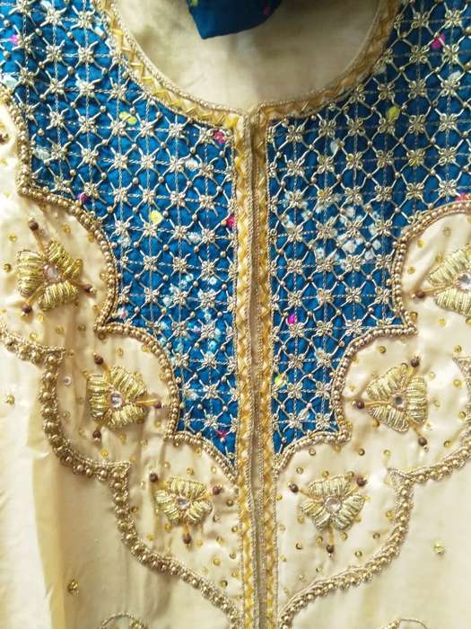 Lehenga set Blue Cream Gold