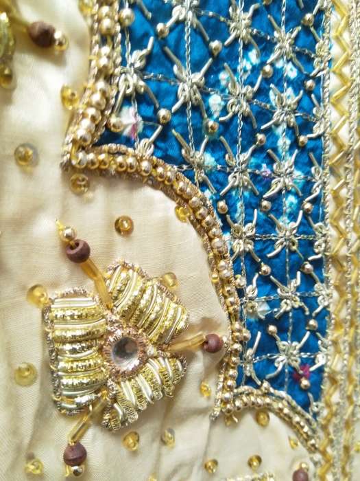 Lehenga set Blue Cream Gold
