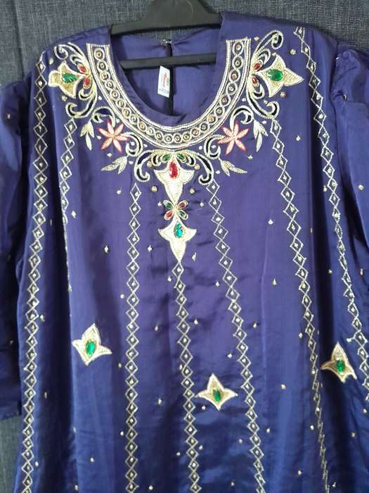 Embroidered eastern dress Royal Blue with pants