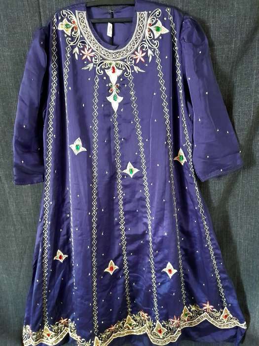 Embroidered eastern dress Royal Blue with pants