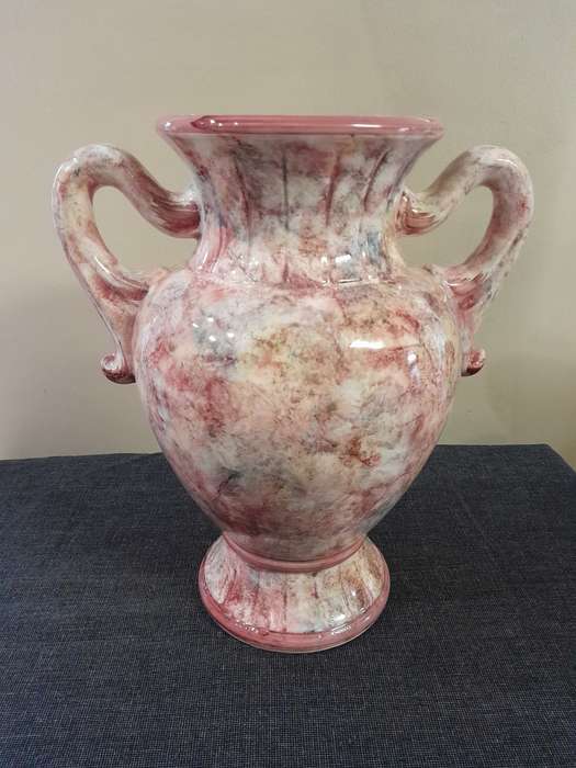 Vintage pink marble glazed porcelain pot planter vase