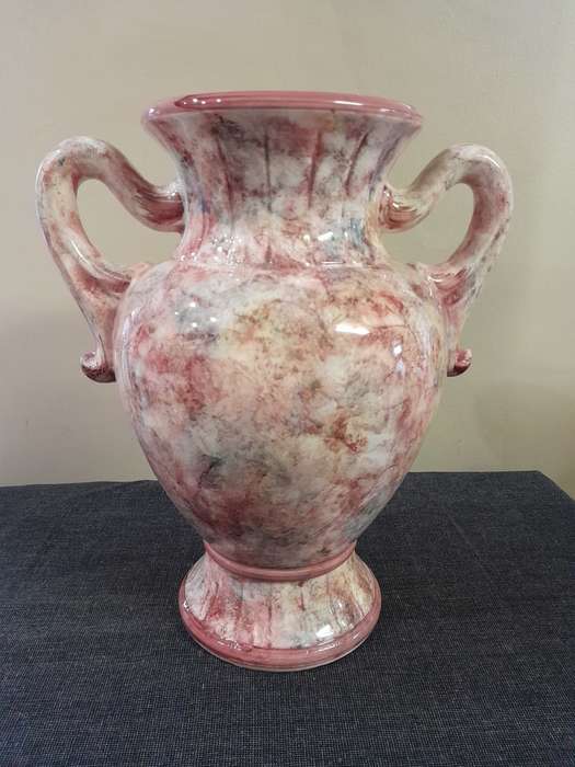 Vintage pink marble glazed porcelain pot planter vase