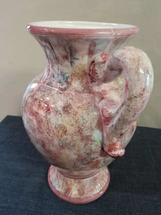 Vintage pink marble glazed porcelain pot planter vase