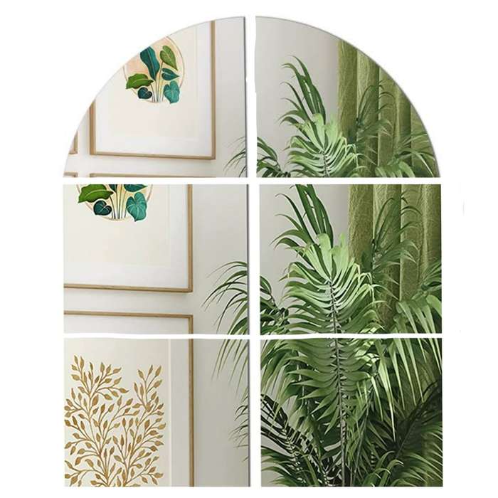 Wall mirror - 6 adhesive glass mirror tiles