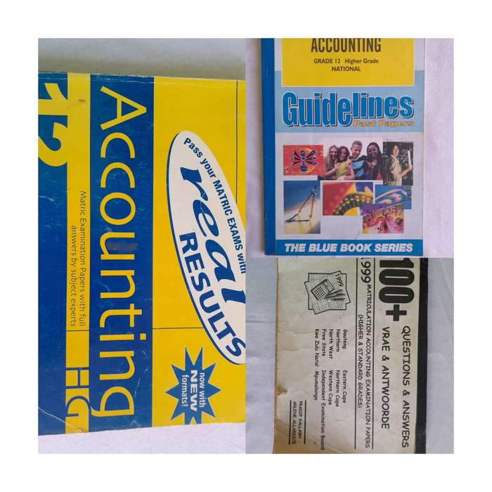 Accounting Grade 12 past papers with answers Real Results, 100 +, Blue book series
