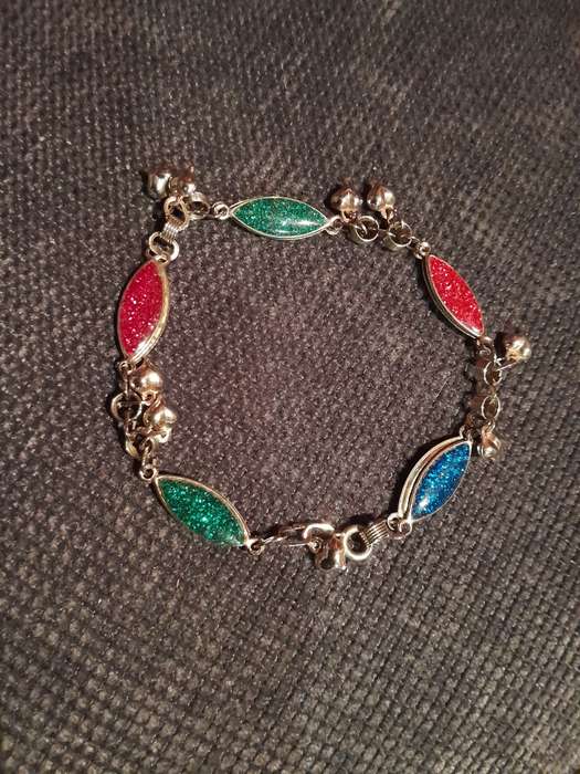 Vintage silver colourful charm bracelet